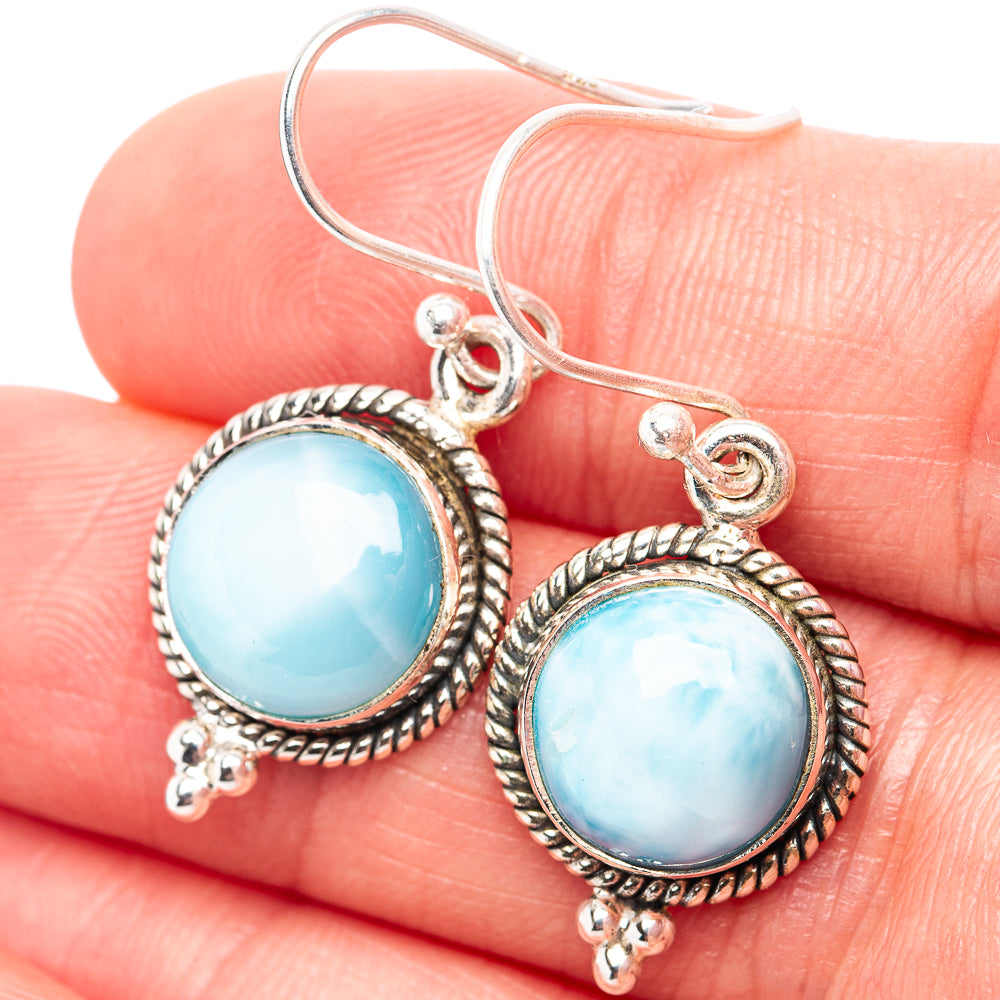 Rare Larimar Earrings 1 1/4" (.925 Sterling Silver)
