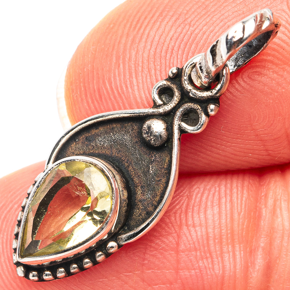 Lemon Quartz Dainty Pendant 1 1/8" (.925 Sterling Silver)