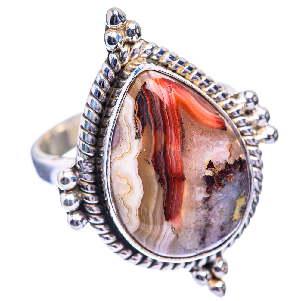 Crazy Lace Agate Ring Size 8.25 (925 Sterling Silver) R140580
