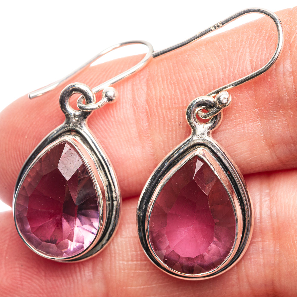 Faceted Color Change Alexandrite (Lab.) Earrings 1 3/8" (925 Sterling Silver) E432521