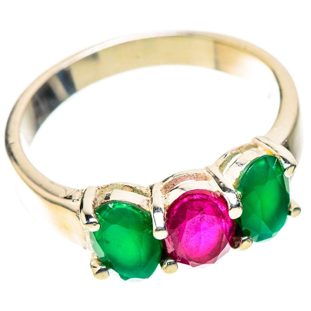 Red Sillimanite, Green Onyx Dainty Ring Size 8 (925 Sterling Silver) RING138205