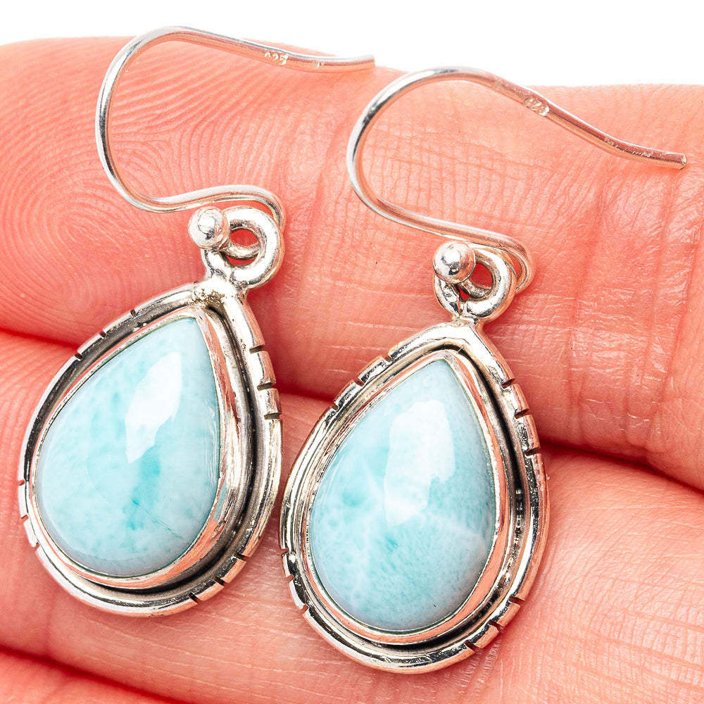 Rare Larimar Earrings 1 1/4" (.925 Sterling Silver)