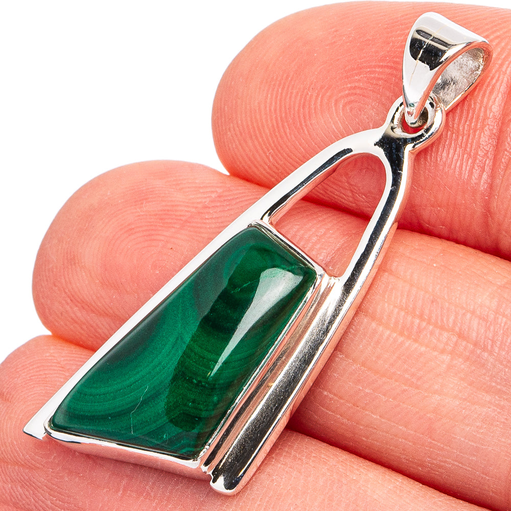 Premium Malachite Pendant 1 5/8" (925 Sterling Silver) P45047