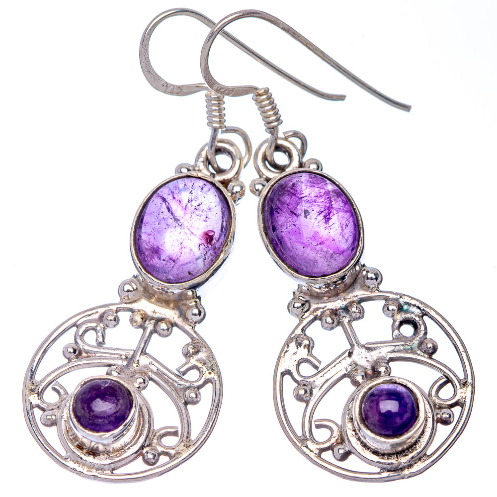Amethyst Earrings 1 7/8" (925 Sterling Silver) E433153
