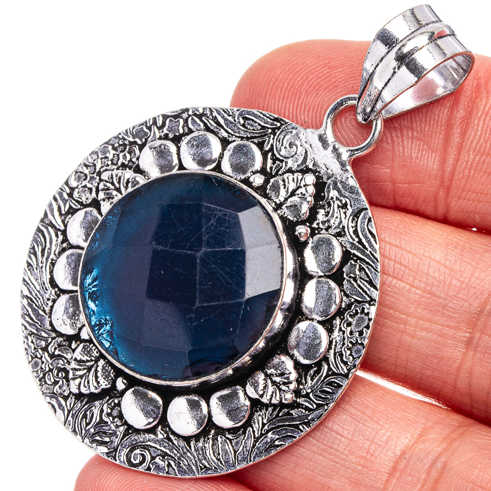 Blue Quartz Pendant 2" (German Silver)