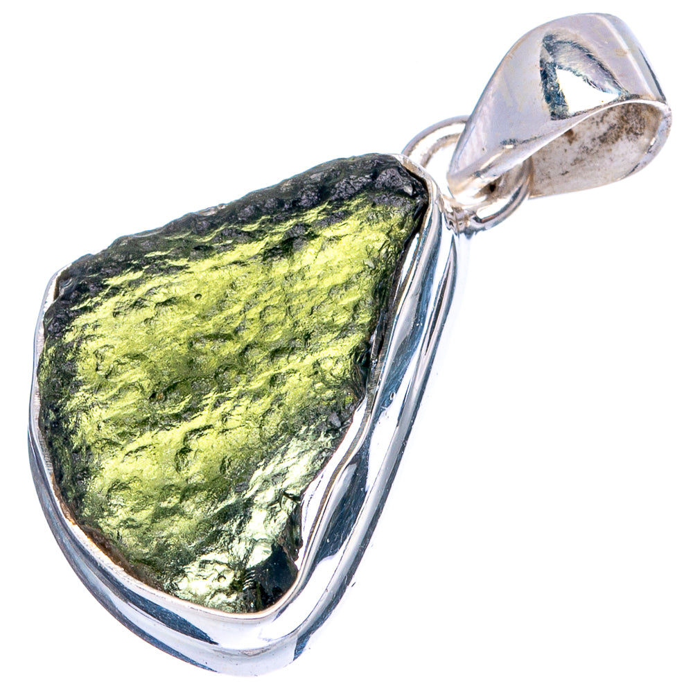 Rare Moldavite Pendant 1 1/8" (925 Sterling Silver) P43487