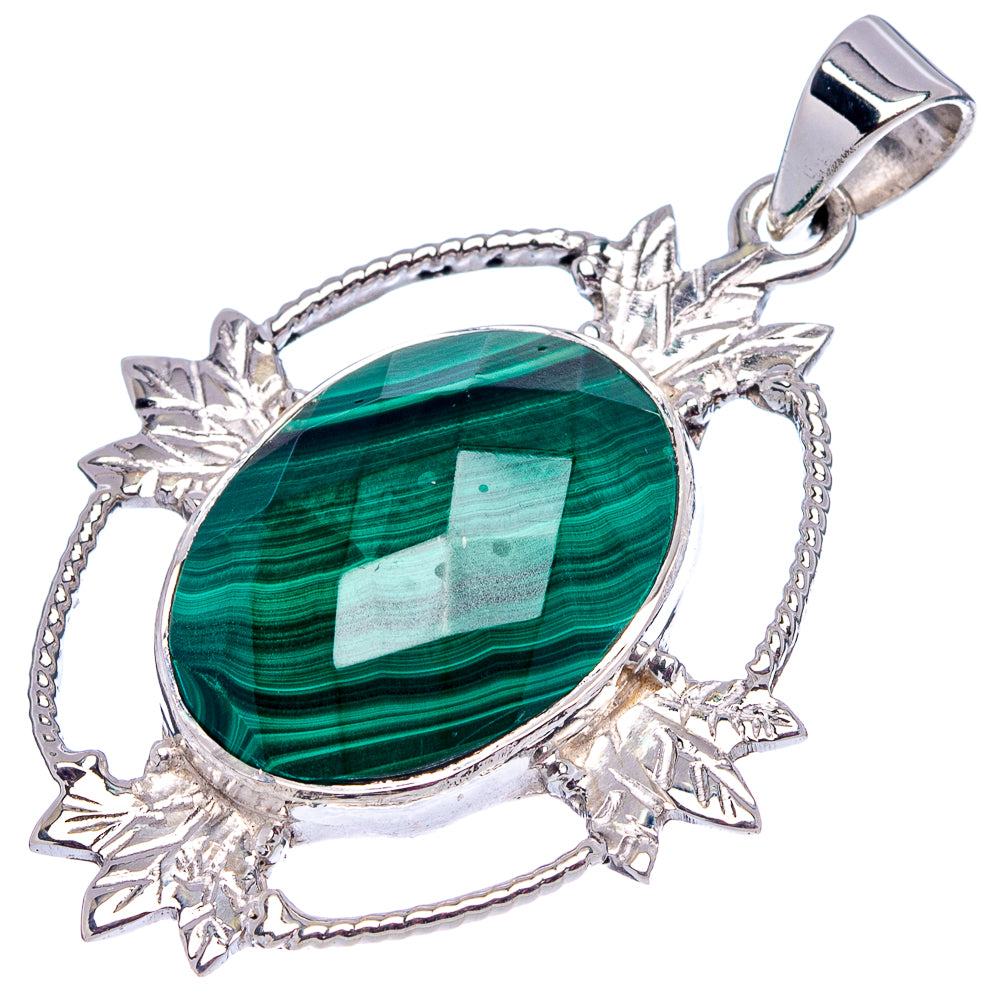 Premium Malachite Pendant 1 3/4" (.925 Sterling Silver)