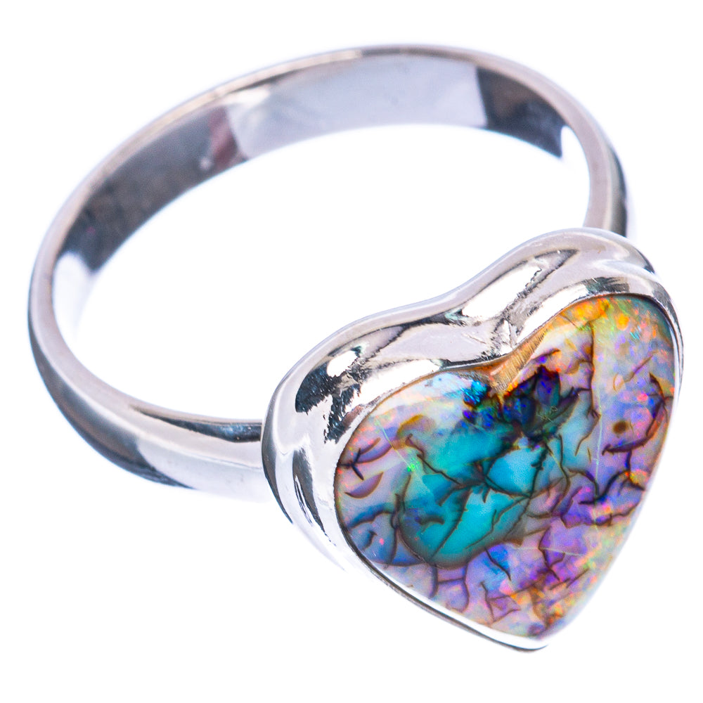 Rare Sterling Opal Heart Ring Size 7.5 (925 Sterling Silver) R2842