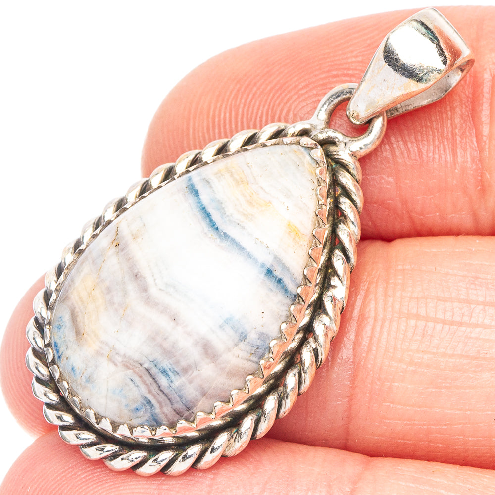 Blue Scheelite Pendant 1 3/8" (925 Sterling Silver) P43976