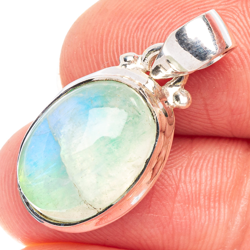 Green Moonstone Pendant 1 1/8" (925 Sterling Silver) P44712