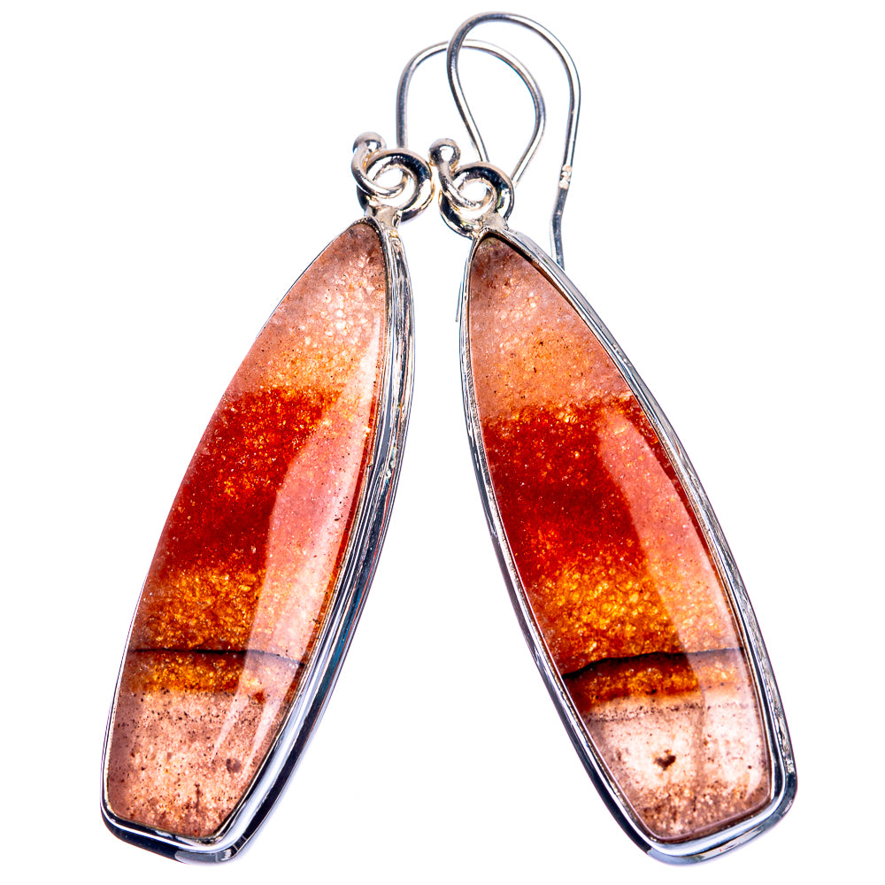 Sunstone 925 Sterling Silver Earrings 2 1/8"