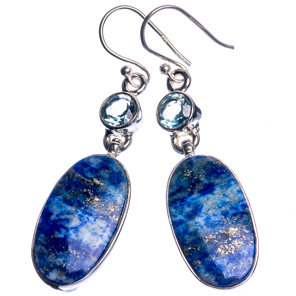 Sodalite, Blue Topaz 925 Sterling Silver Earrings 2"