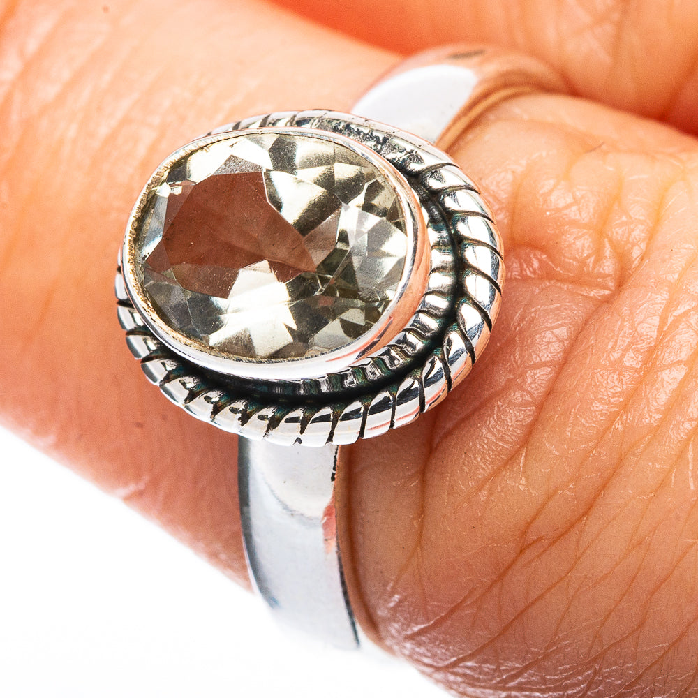 Value Faceted Green Amethyst Ring Size 6.75 (925 Sterling Silver) R3297