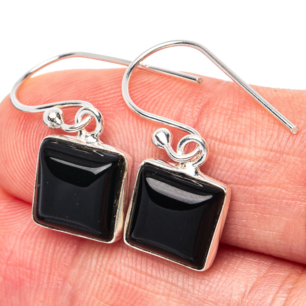 Black Onyx Earrings 1" (925 Sterling Silver) E2981