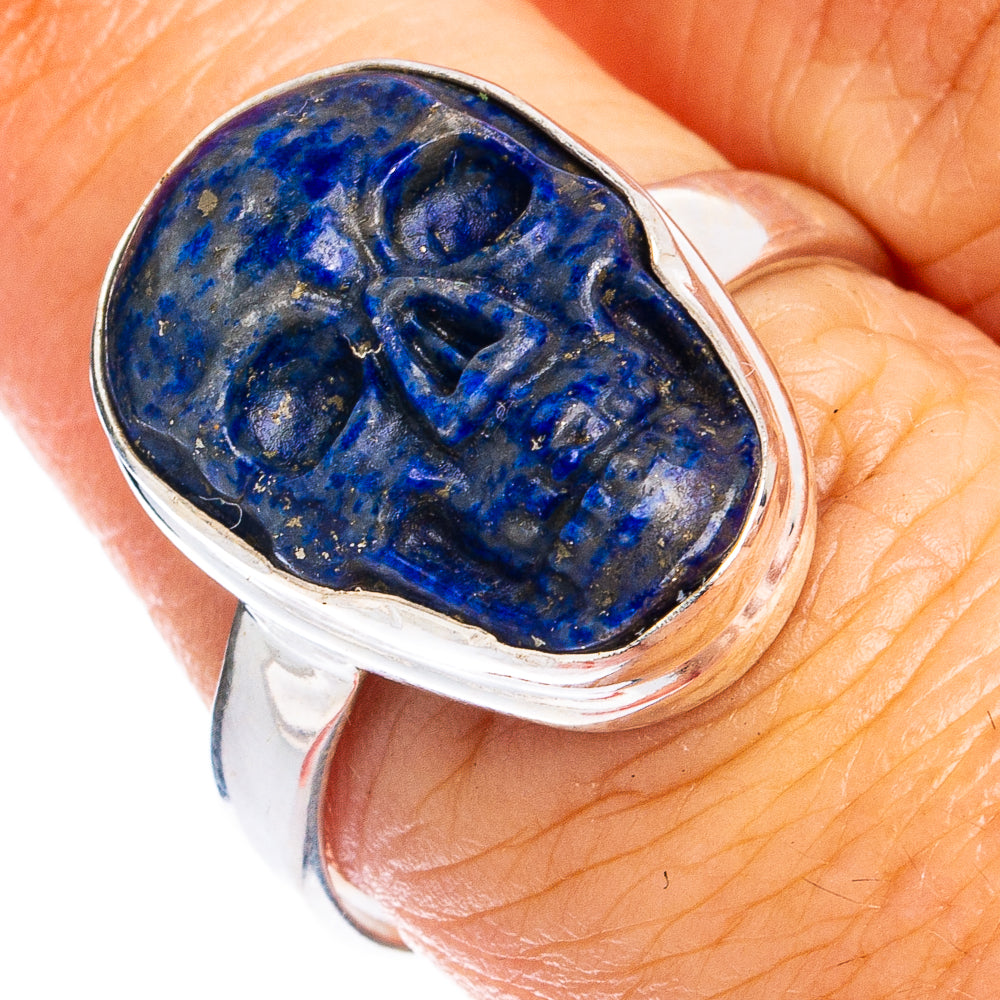 Lapis Lazuli Skull Ring Size 8 (925 Sterling Silver) R8530
