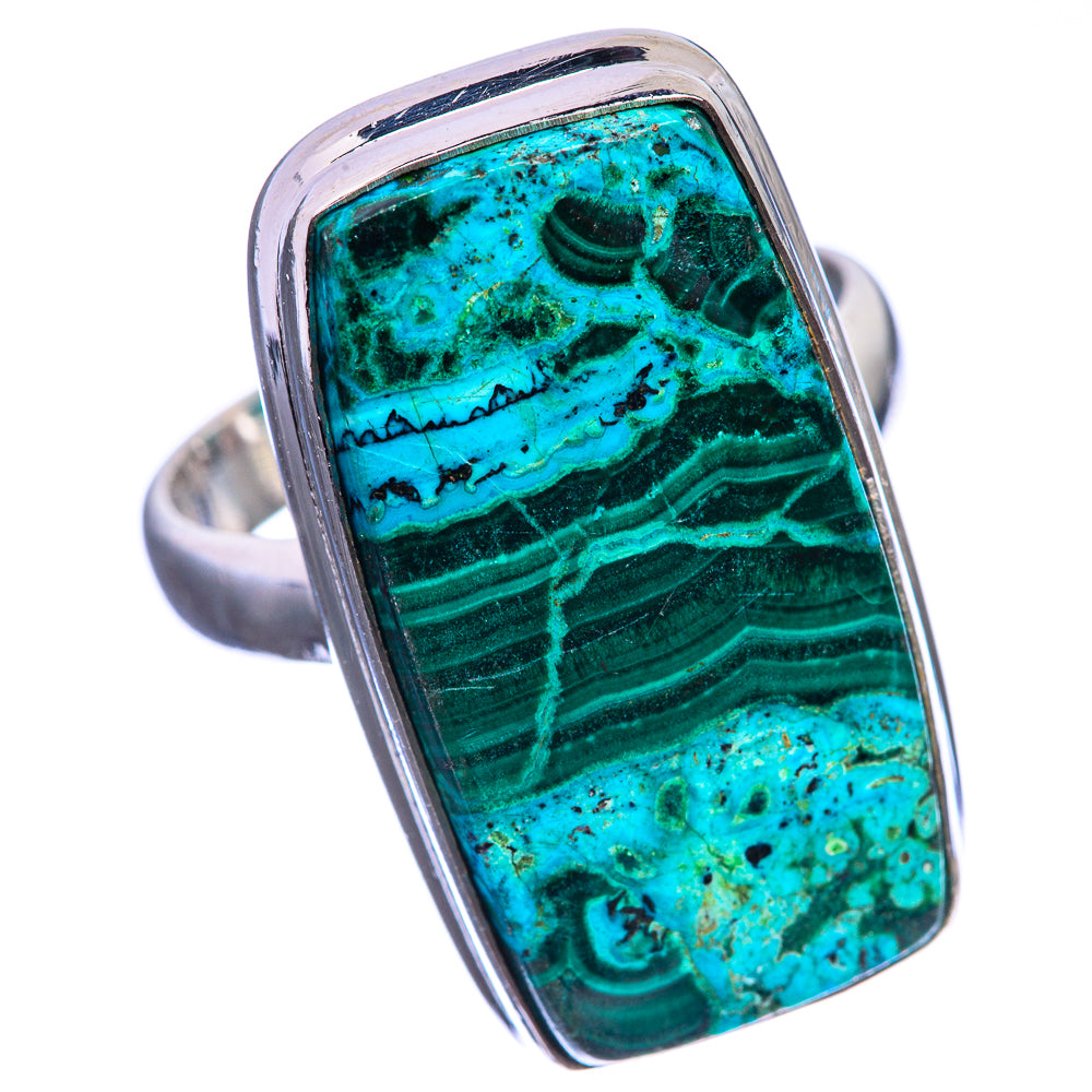 Malachite In Chrysocolla 925 Sterling Silver Ring Size 7.25