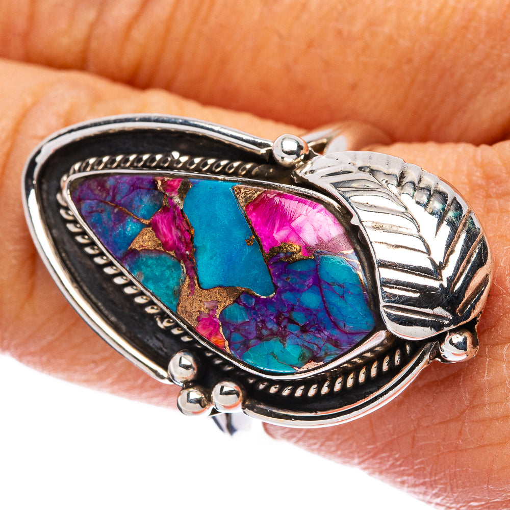 Large Kingman Pink Dahlia Turquoise Ring Size 9 (925 Sterling Silver) R146244