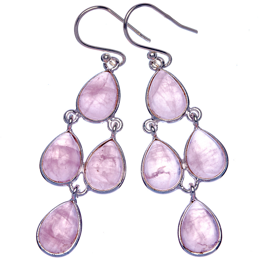 Rose Quartz Earrings 2 1/8" (925 Sterling Silver) E433047