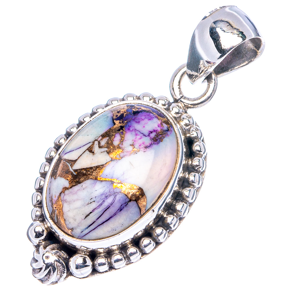 Purple Dahlia Mohave Turquoise Pendant 1 1/4" (.925 Sterling Silver)