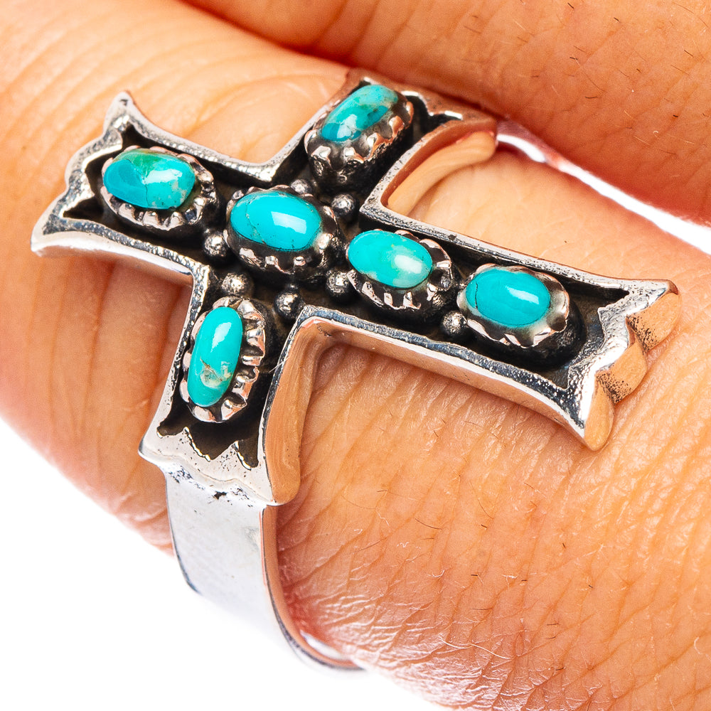 Rare Arizona Turquoise Cross Ring Size 9.5 (925 Sterling Silver) R7227