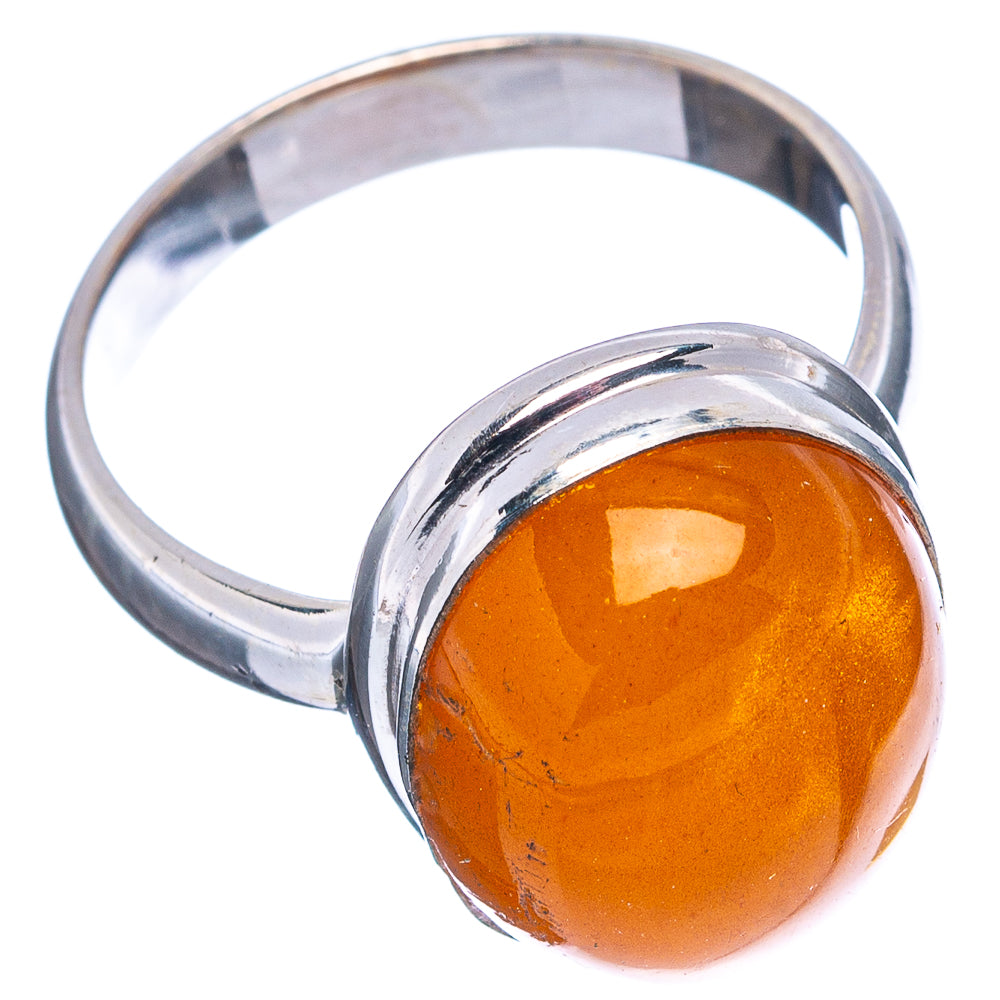 Bone Amber Ring Size 7.75 (.925 Sterling Silver)