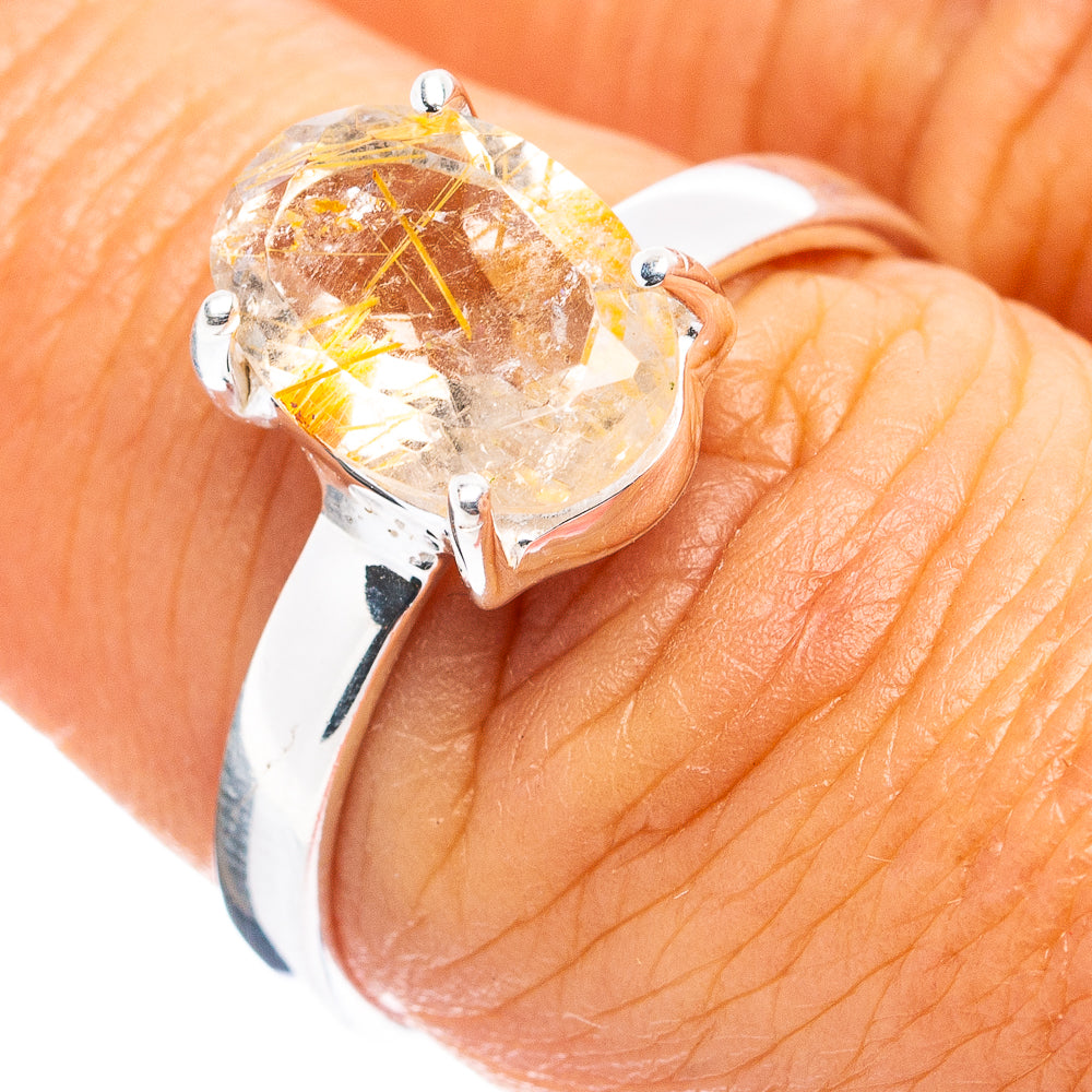Rutilated Quartz Ring Size 8 (.925 Sterling Silver)