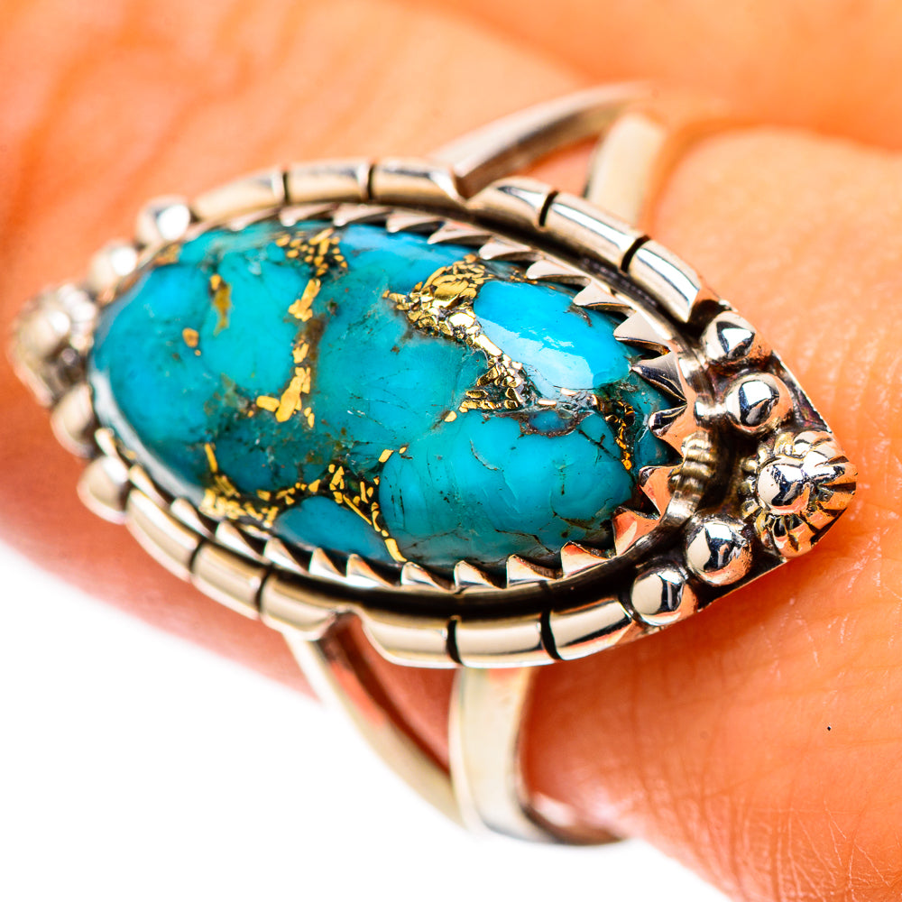 Blue Copper Composite Turquoise 925 Sterling Silver Ring Size 9.25 (925 Sterling Silver) RING139386