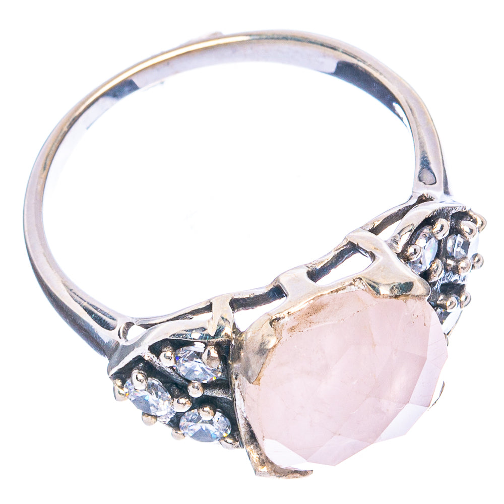 Rose Quartz Ring Size 8.25 (925 Sterling Silver) R4834