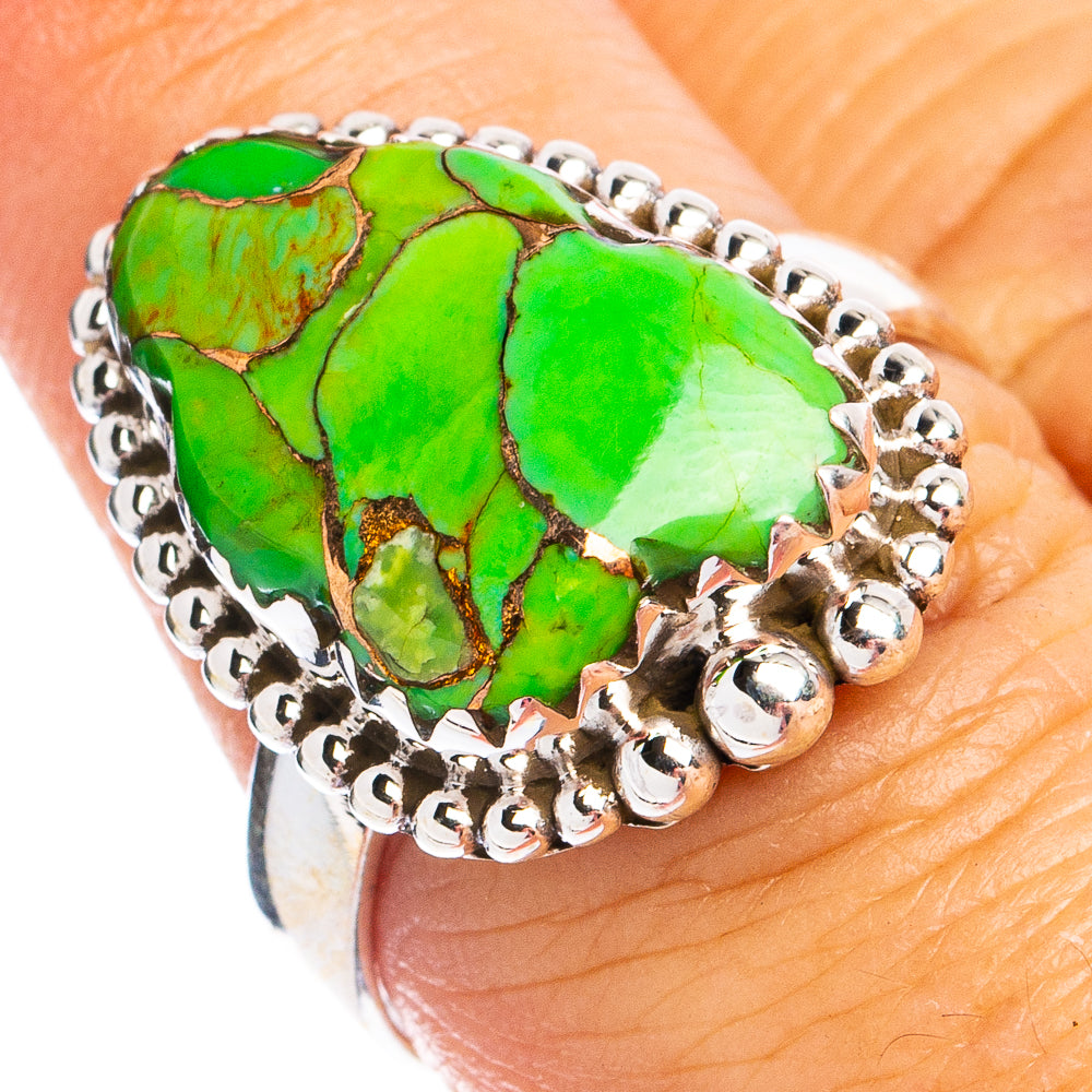 Green Copper Composite Turquoise Ring Size 8 (925 Sterling Silver) R8419