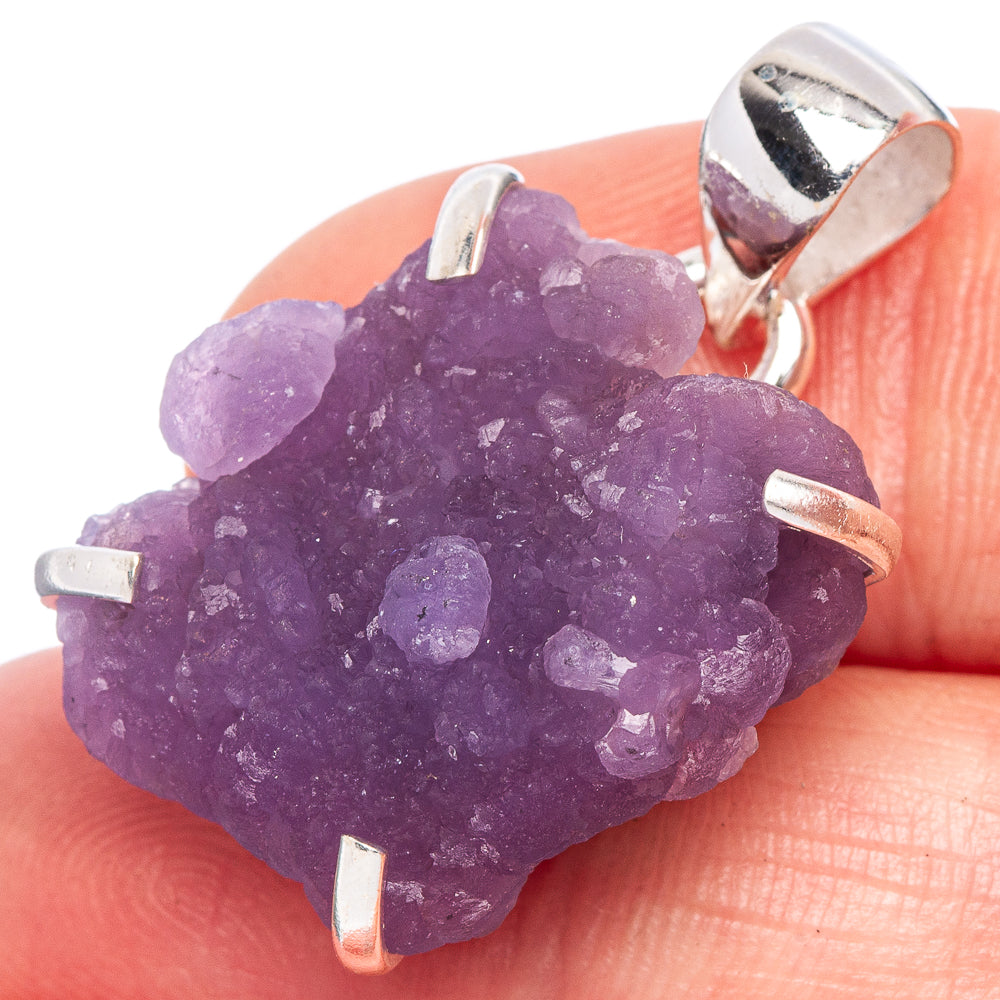 Rare Grape Chalcedony Pendant 1 1/4" (925 Sterling Silver) P41523