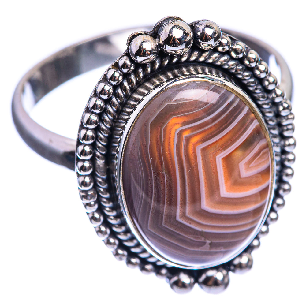 Botswana Agate 925 Sterling Silver Ring Size 10.75
