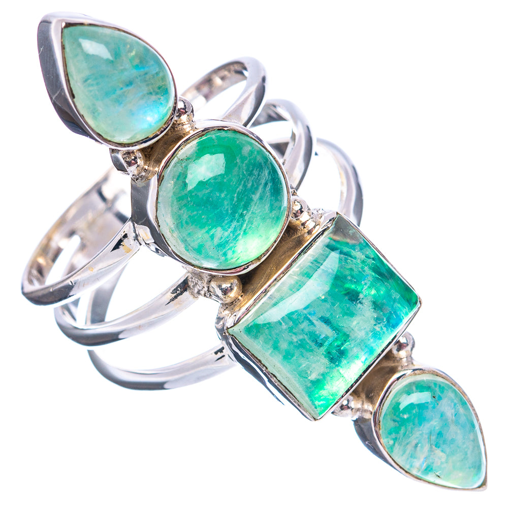 Premium Green Moonstone Ring Size 9 (.925 Sterling Silver)