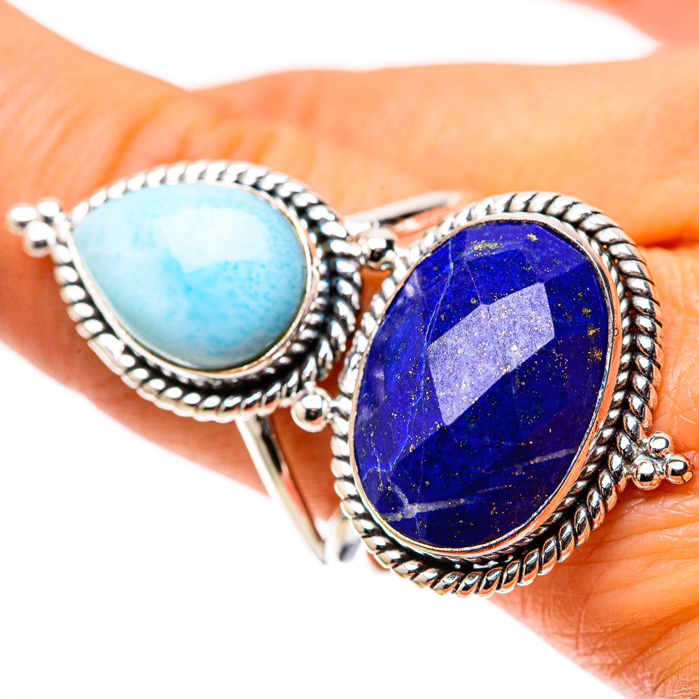Large Lapis Lazuli, Larimar Ring Size 9.75 (925 Sterling Silver) RING138911