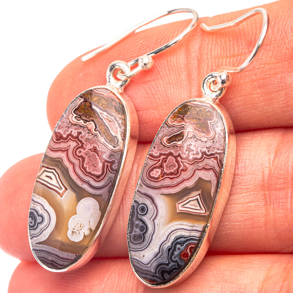 Crazy Lace Agate 925 Sterling Silver Earrings 1 5/8" (925 Sterling Silver) EARR432233