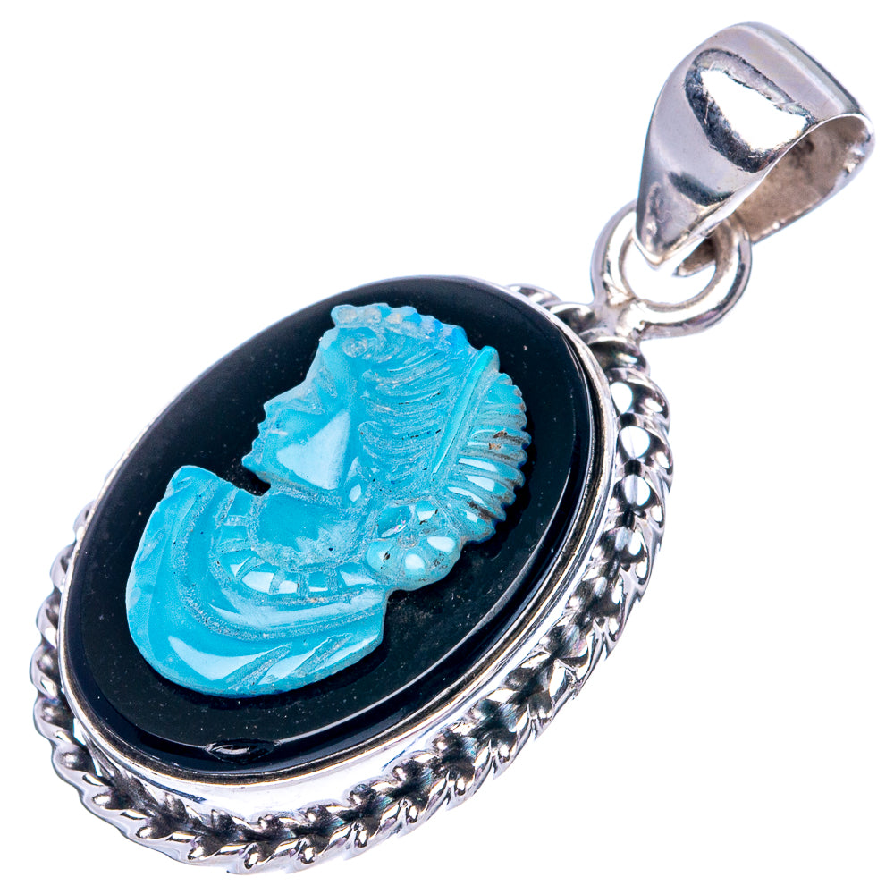 Lady Face Opal Cameo 925 Sterling Silver Pendant 1 3/8" (925 Sterling Silver) P42665