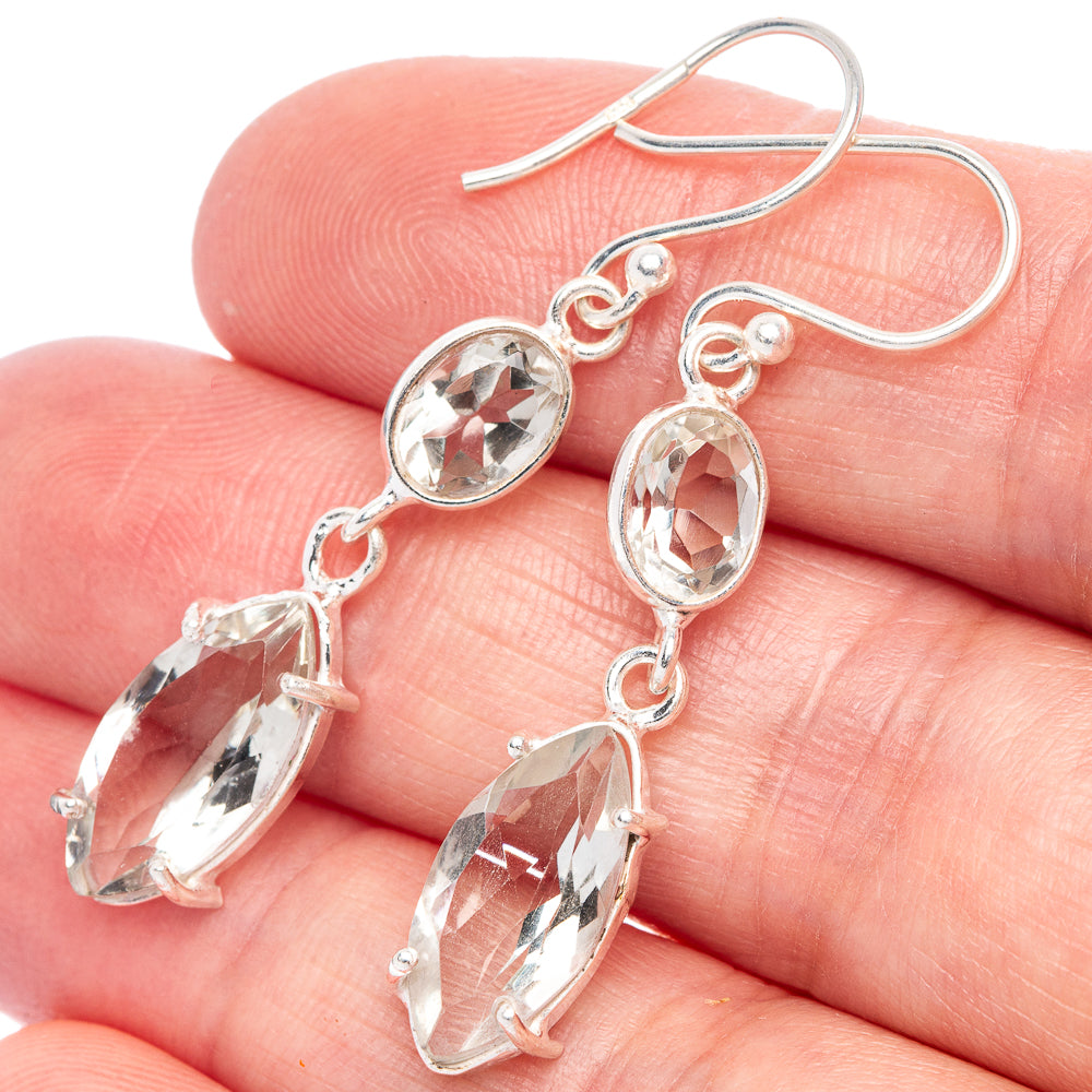 White Quartz Earrings 1 3/4" (925 Sterling Silver) E433334