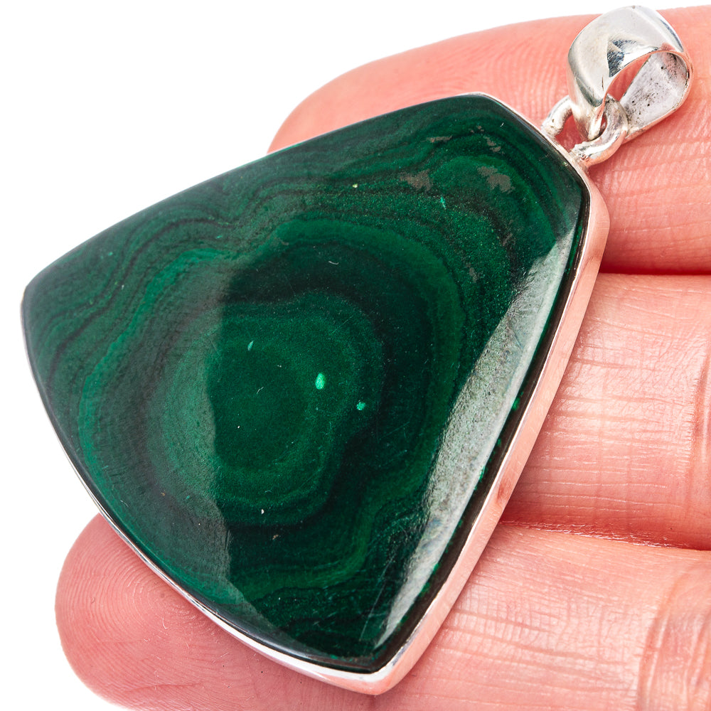 Malachite Pendant 1 3/4" (925 Sterling Silver) P42168