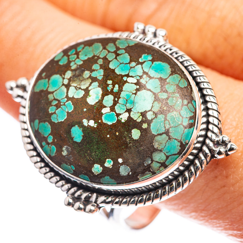 Large Tibetan Turquoise Ring Size 12.75 (925 Sterling Silver) R143152