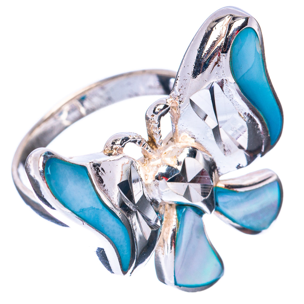 Mother Of Pearl Inlay Butterfly Ring Size 5.5 (925 Sterling Silver) R2846