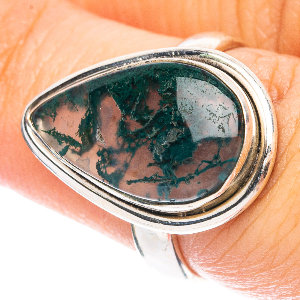 Green Moss Agate Ring Size 6.75 (925 Sterling Silver) R4934