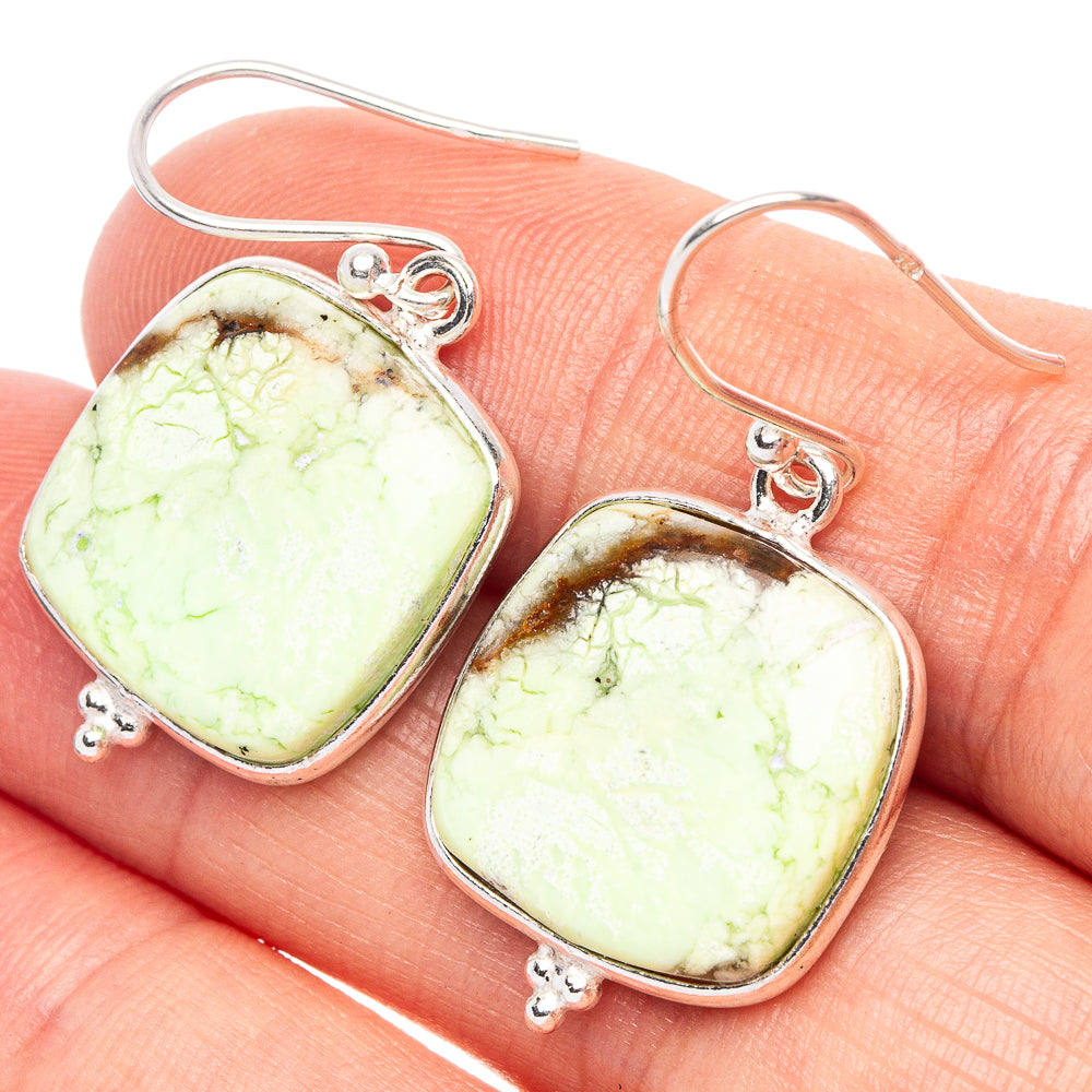Lemon Chrysoprase Earrings 1 3/8" (925 Sterling Silver) E2273