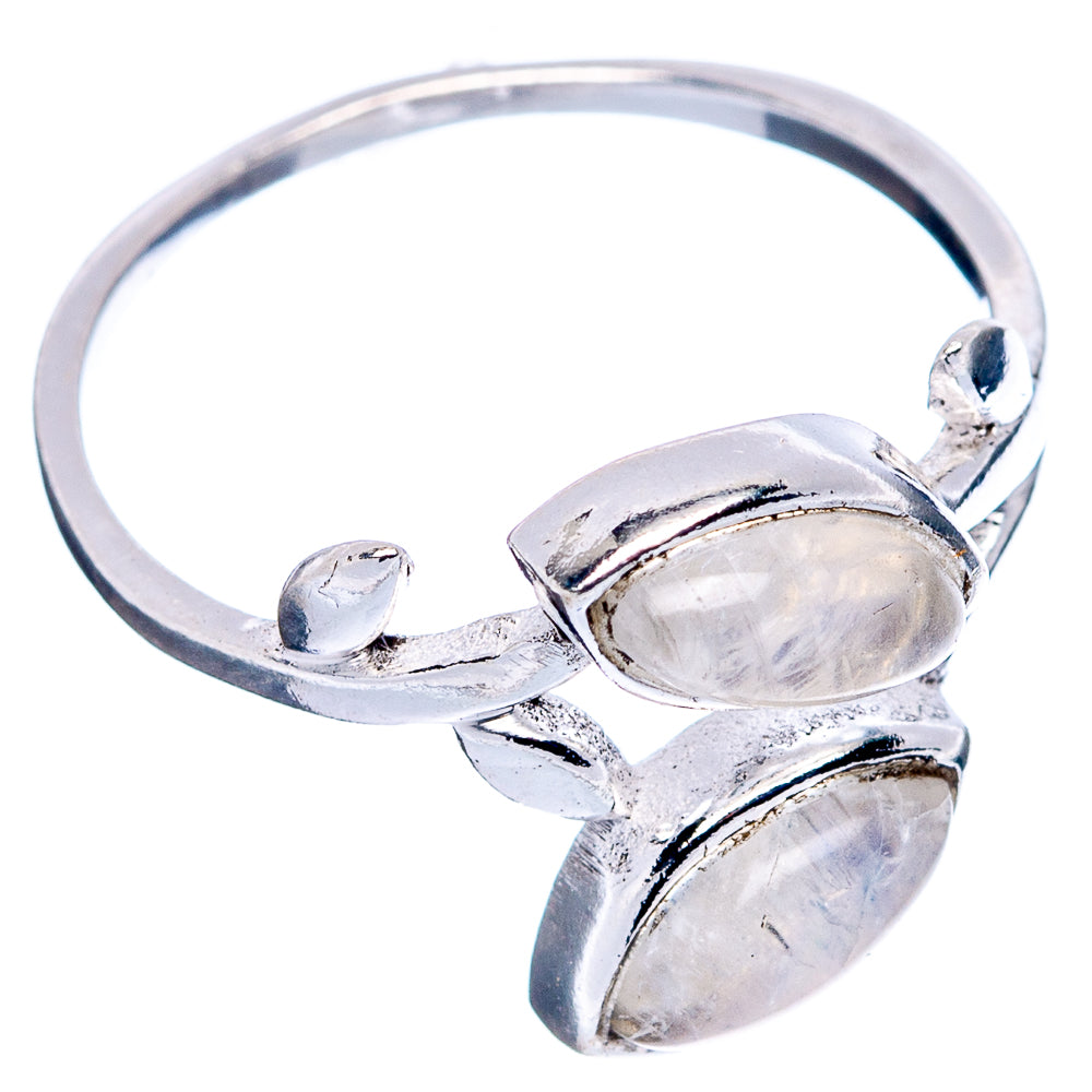 Rainbow Moonstone Leaf Dainty Ring Size 6 (.925 Sterling Silver)