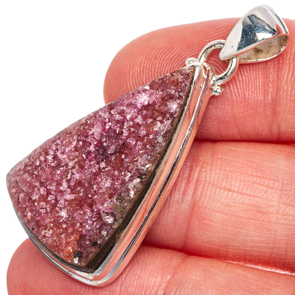 Cobalto Calcite Druzy Pendant 1 5/8" (925 Sterling Silver) P40698