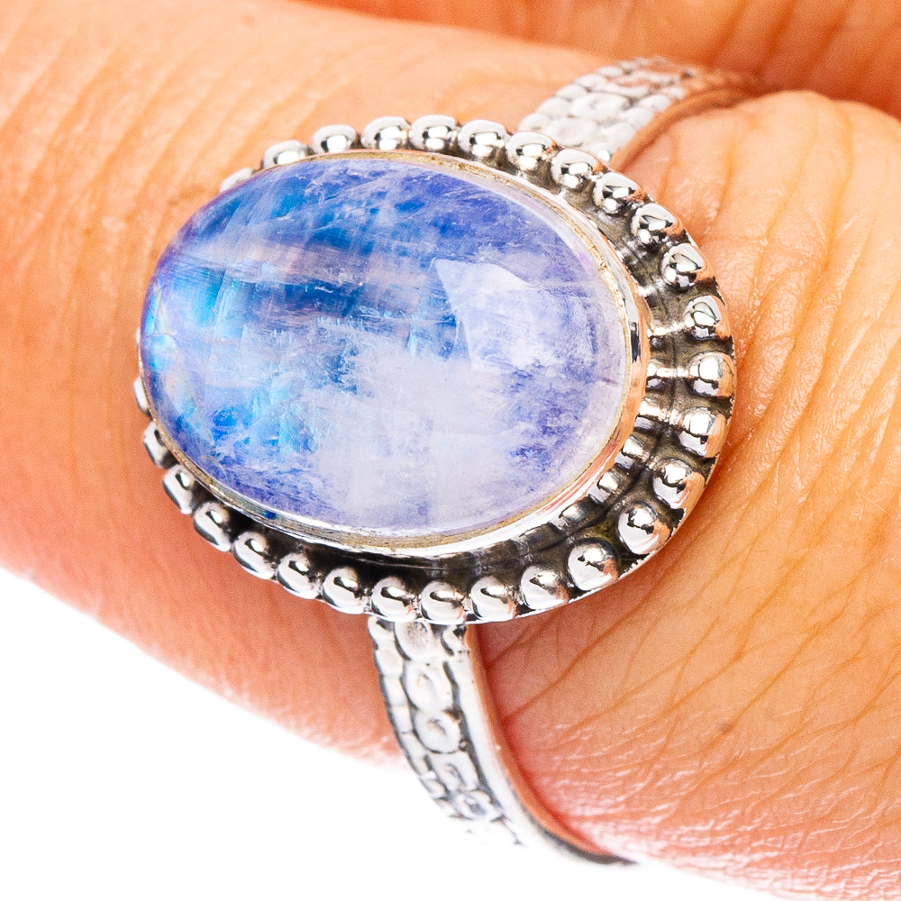 Rainbow Moonstone Ring Size 8 (925 Sterling Silver) R7900