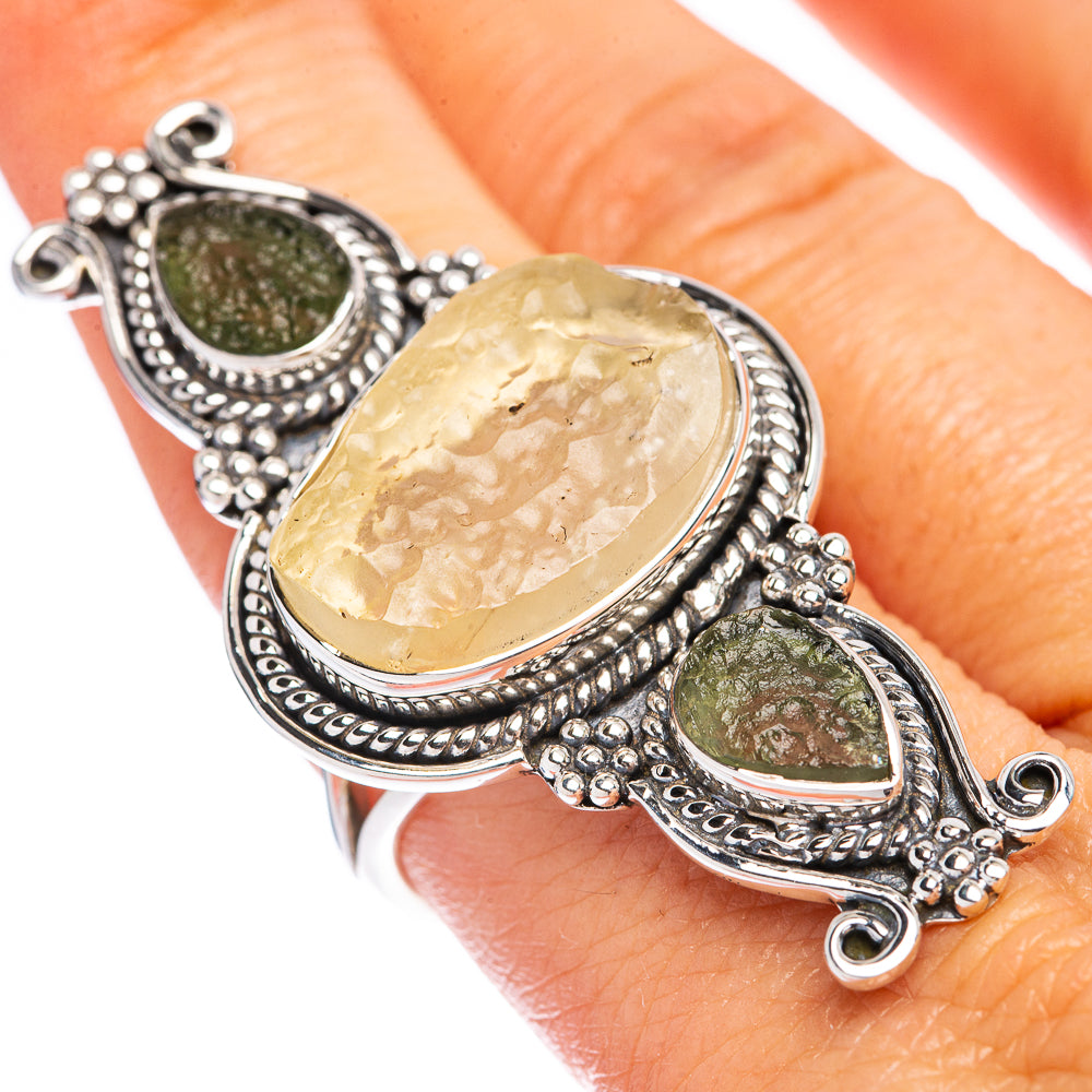 Signature Rough Libyan Desert Glass, Moldavite Ring Size 8.75 (925 Sterling Silver) R1773