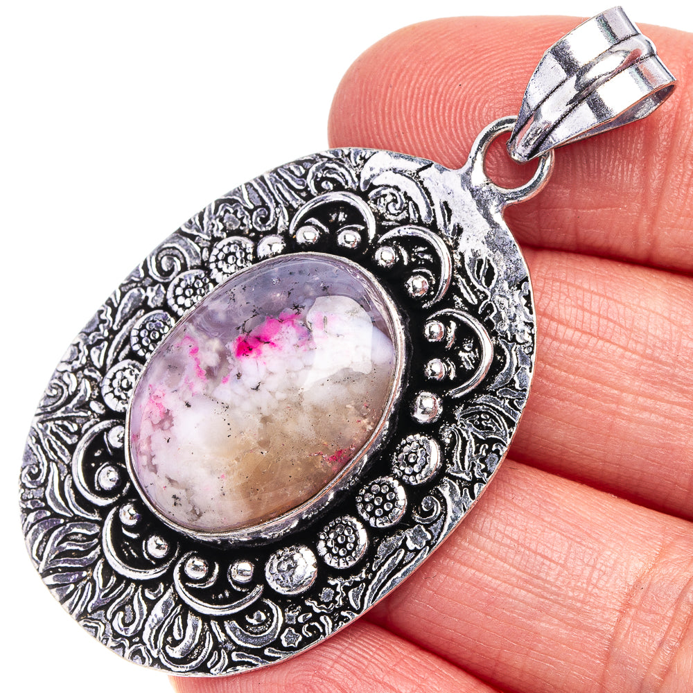 Pink Dendritic Opal Pendant 2 1/8" (German Silver)