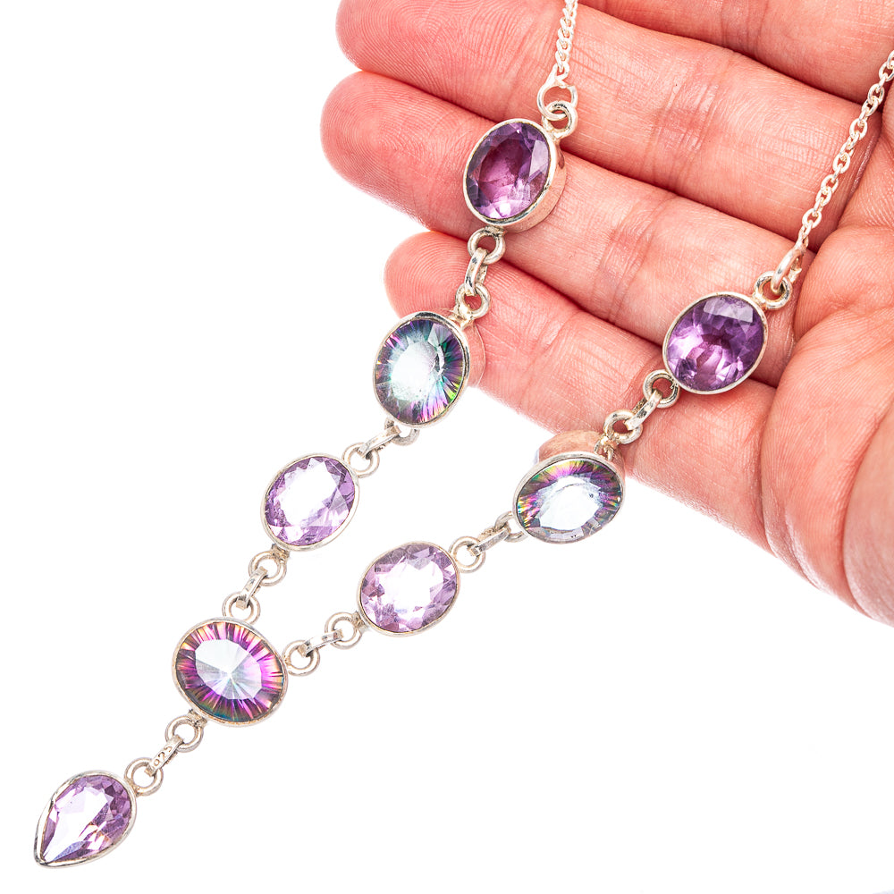 Mystic Topaz, Amethyst Necklace 20" (925 Sterling Silver) N90088