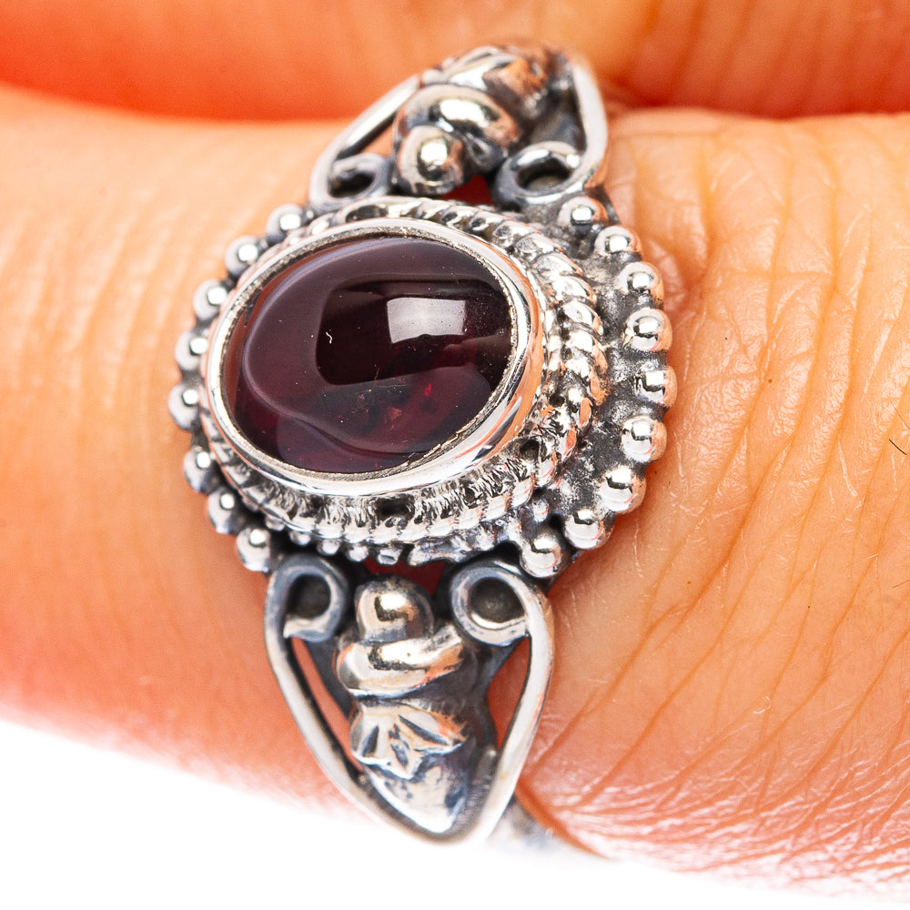 Garnet Dainty Ring Size 7.25 (925 Sterling Silver) R5110