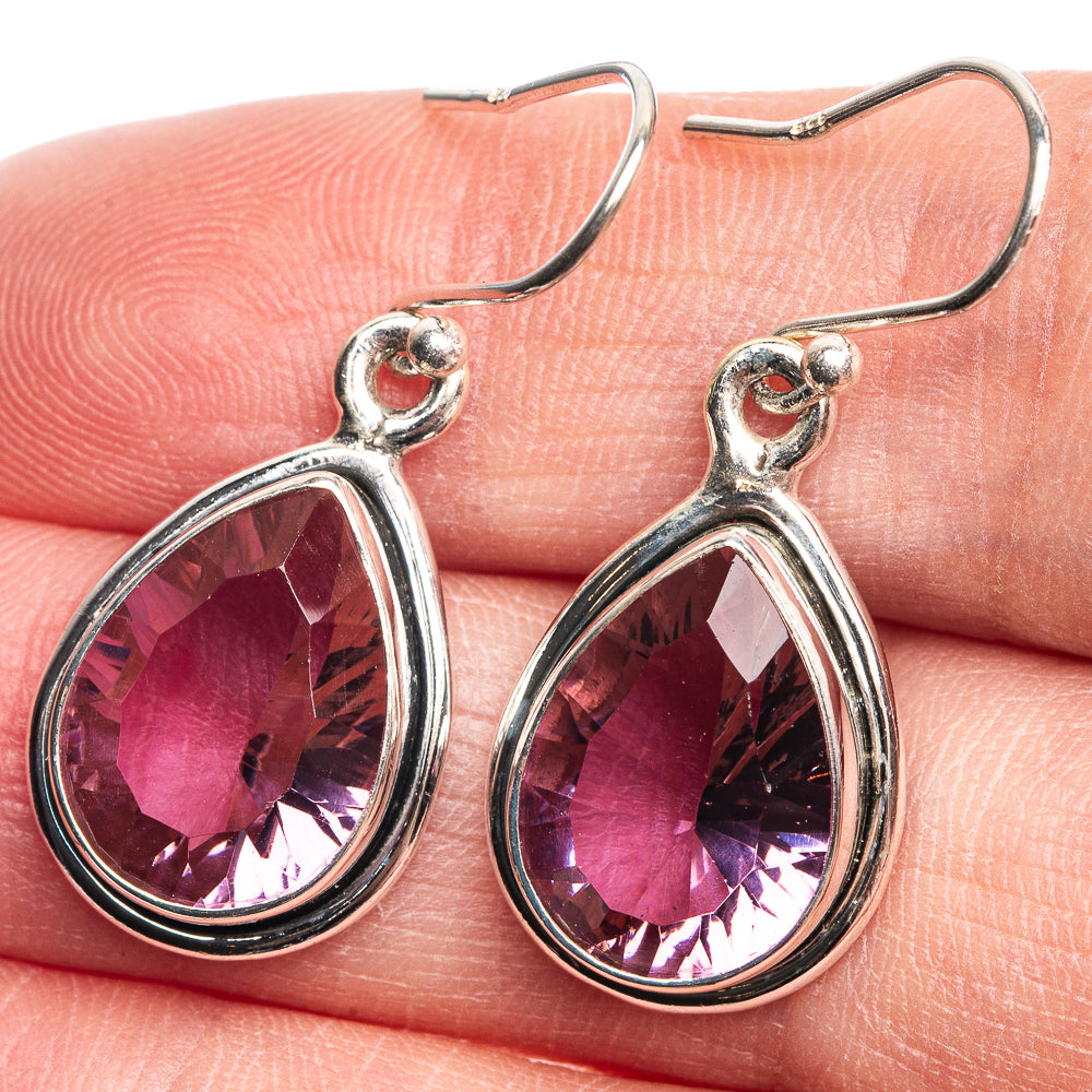 Faceted Color Change Alexandrite (Lab.) Earrings 1 3/8" (925 Sterling Silver) E432684
