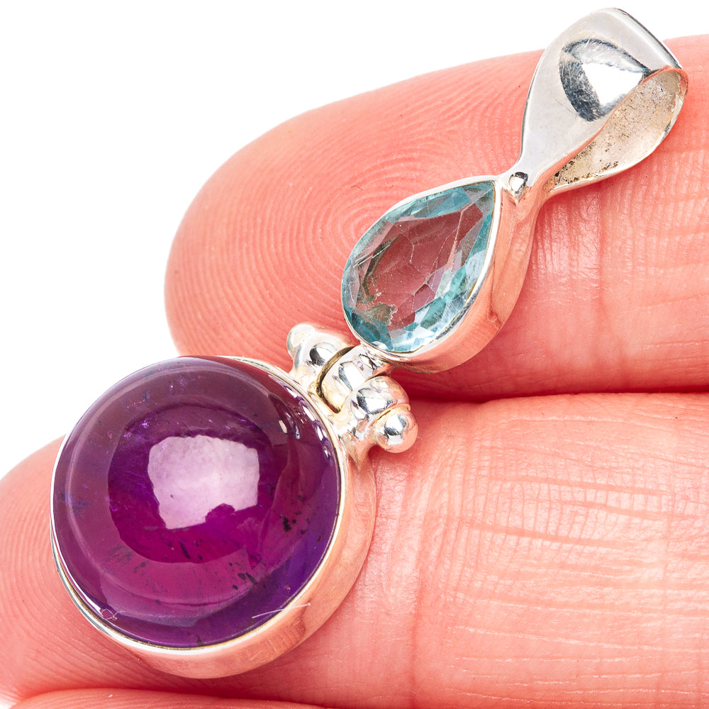 Amethyst, Blue Topaz Pendant 1 3/8" (925 Sterling Silver) P41141